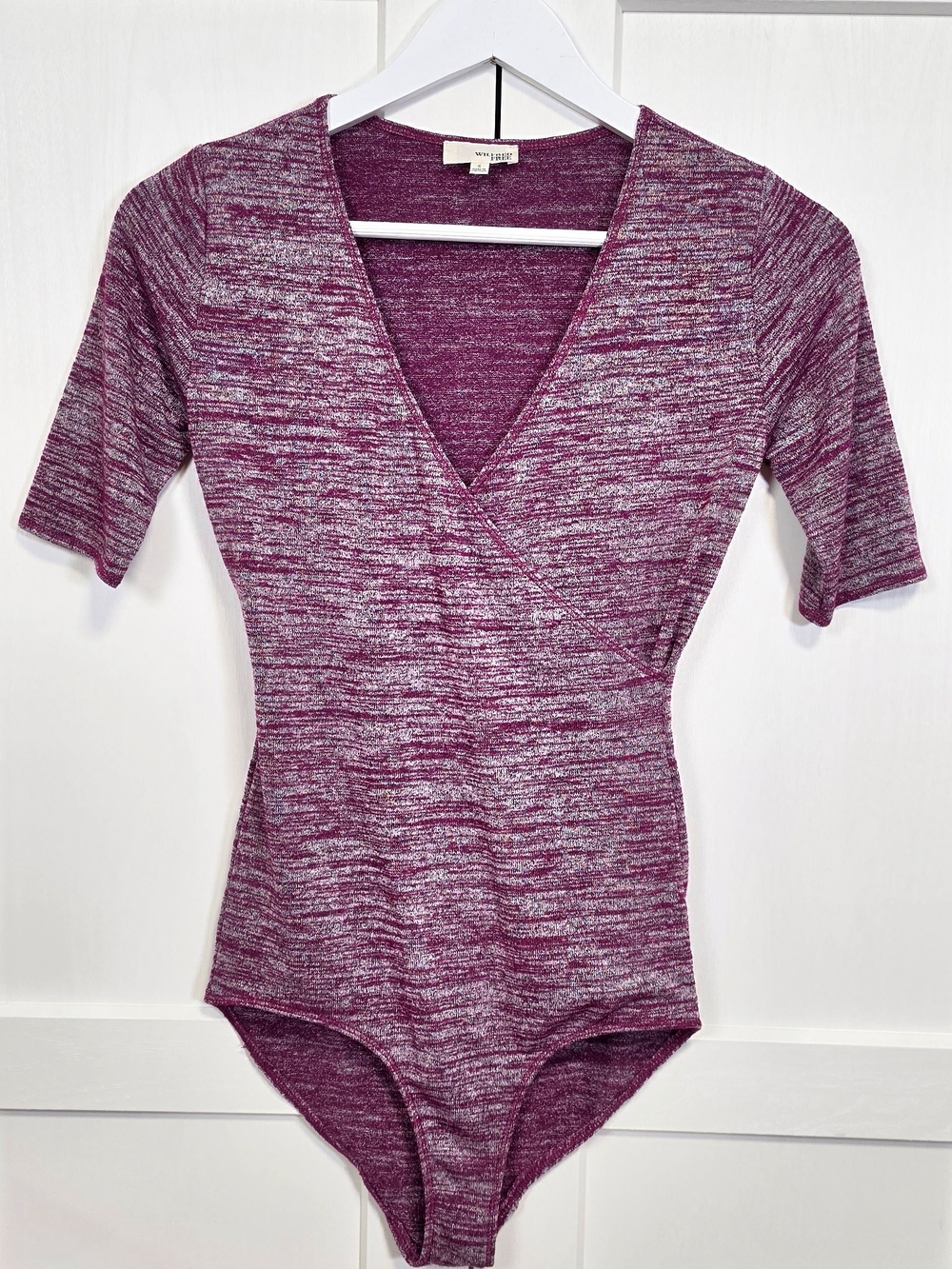 Aritzia Wilfred Free Crossover Bodysuit Purple Small S Wrap Front Women's Top
